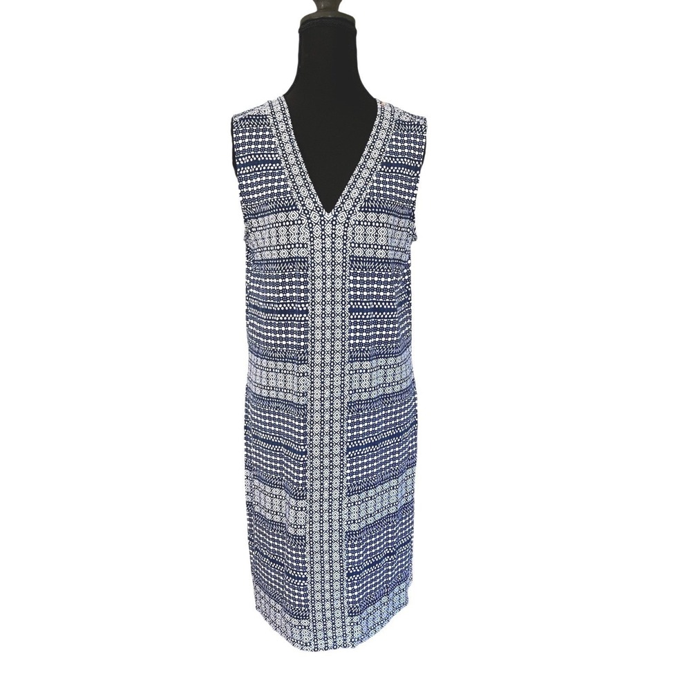 Tommy Bahama Sleeveless Stretch Dress Size L Blue White‎